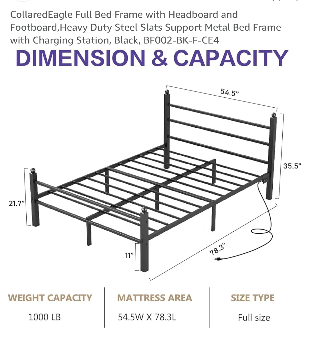 CollaredEagle Full Bed Frame with RGB LED Lights