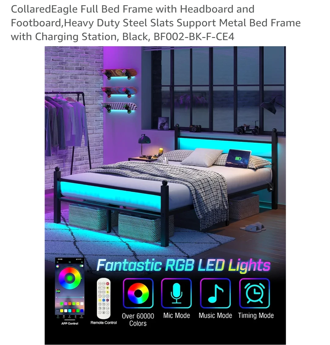 CollaredEagle Full Bed Frame with RGB LED Lights - photo 4