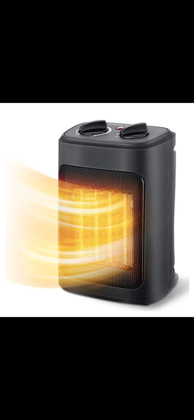 Black Electric Space Heater with 2 Heat Settings