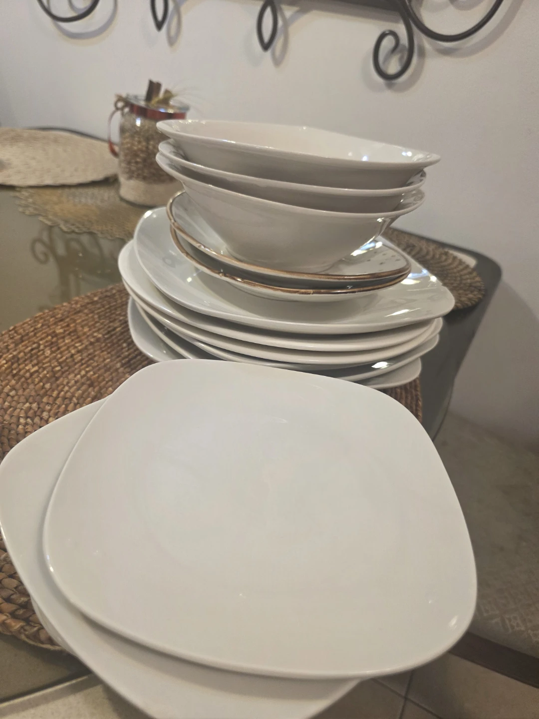 White Ceramic Plates & Bowls Set
