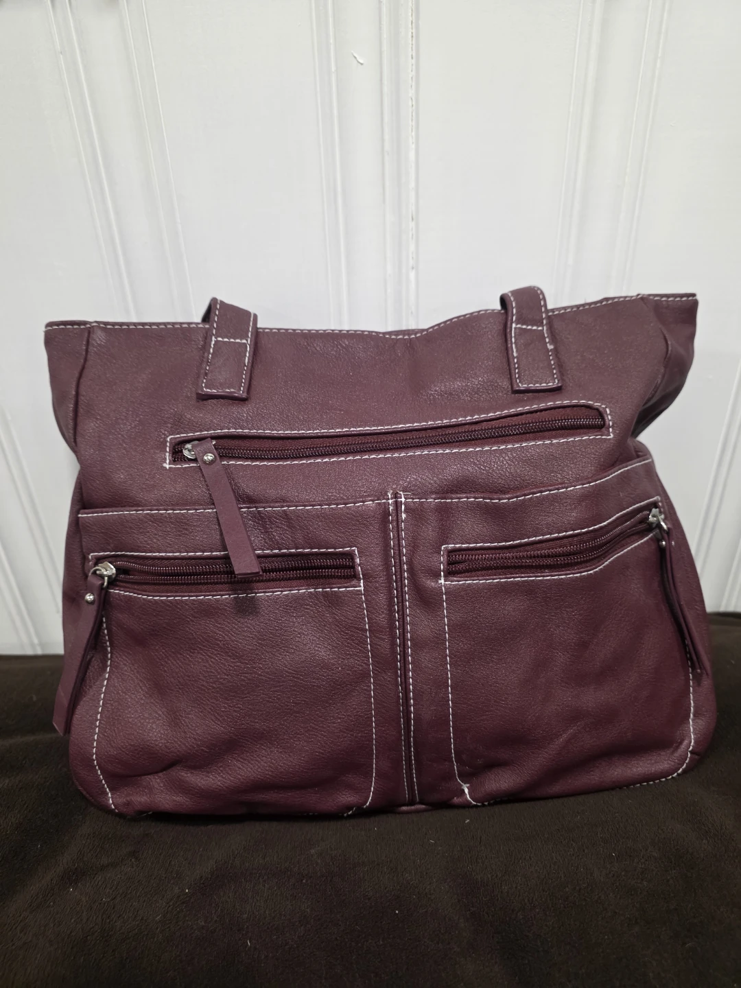 Burgundy Vegan Leather Tote Bag