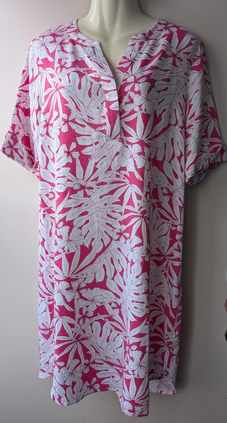 Olsen Women's Pink Floral Tunic Shirt New with tag MEDIUM