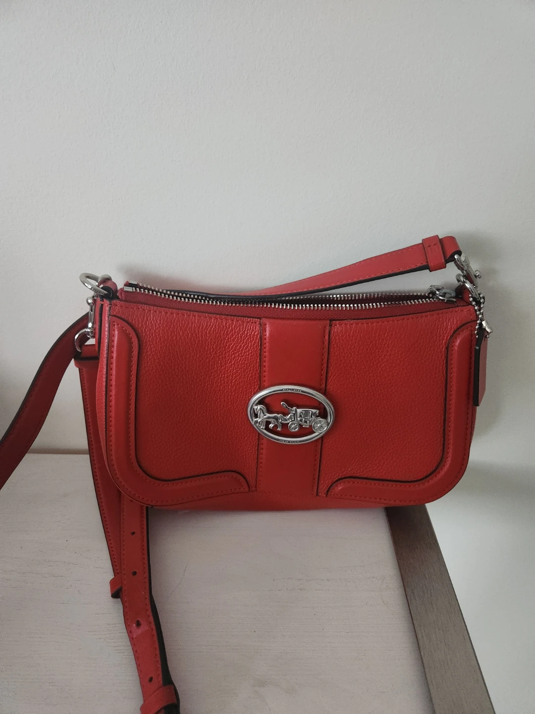 Authentic Coach Red Leather Shoulder Bag