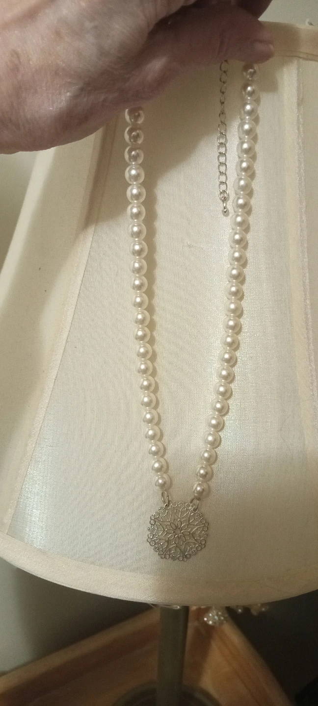 Pearl Necklace with Snowflake Pendant