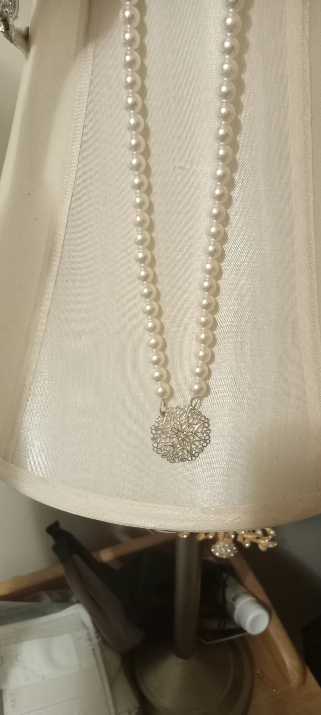 Pearl Necklace with Snowflake Pendant - photo 2