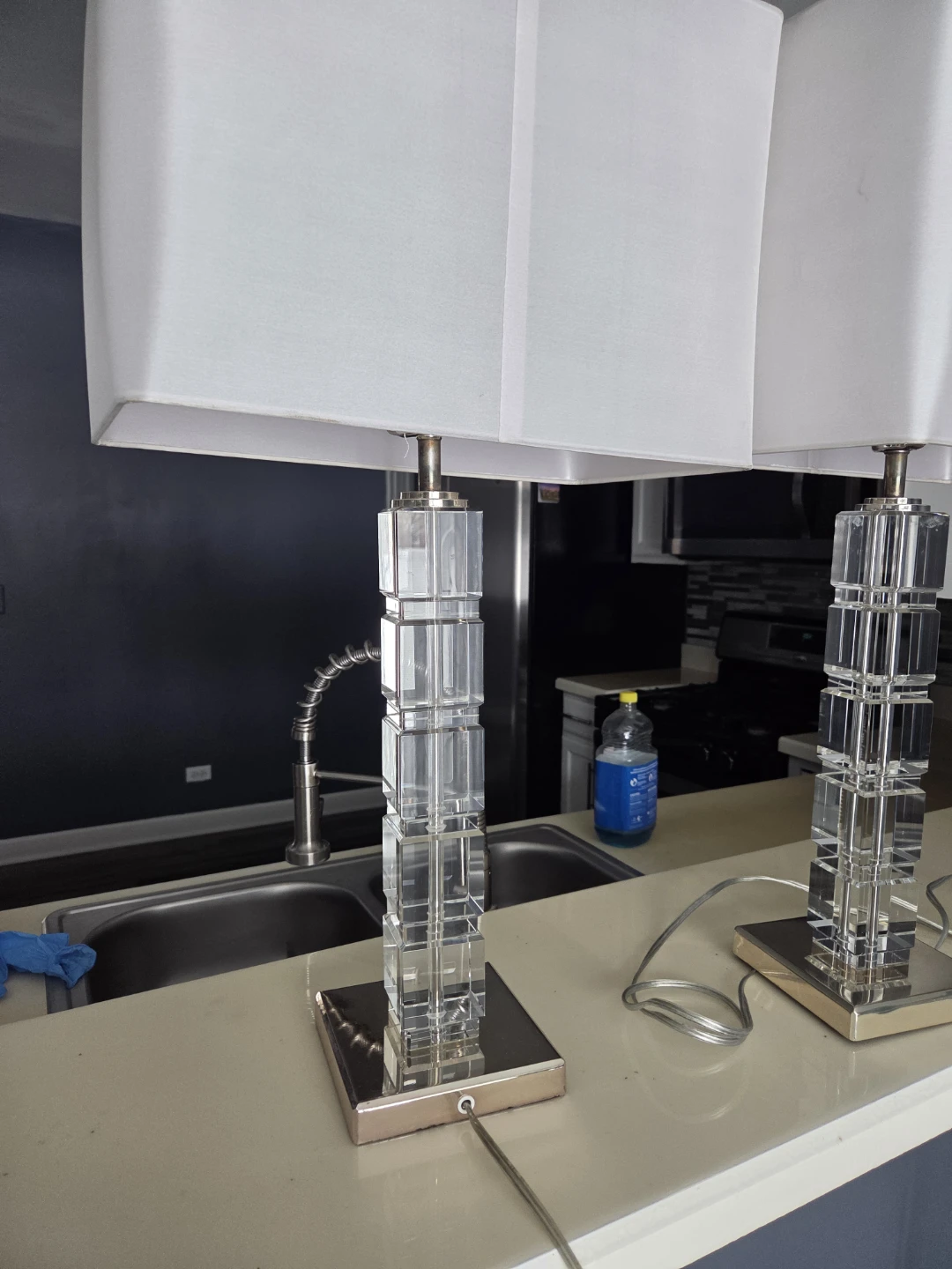 Set of 2 Crystal Cube Table Lamps - photo 2