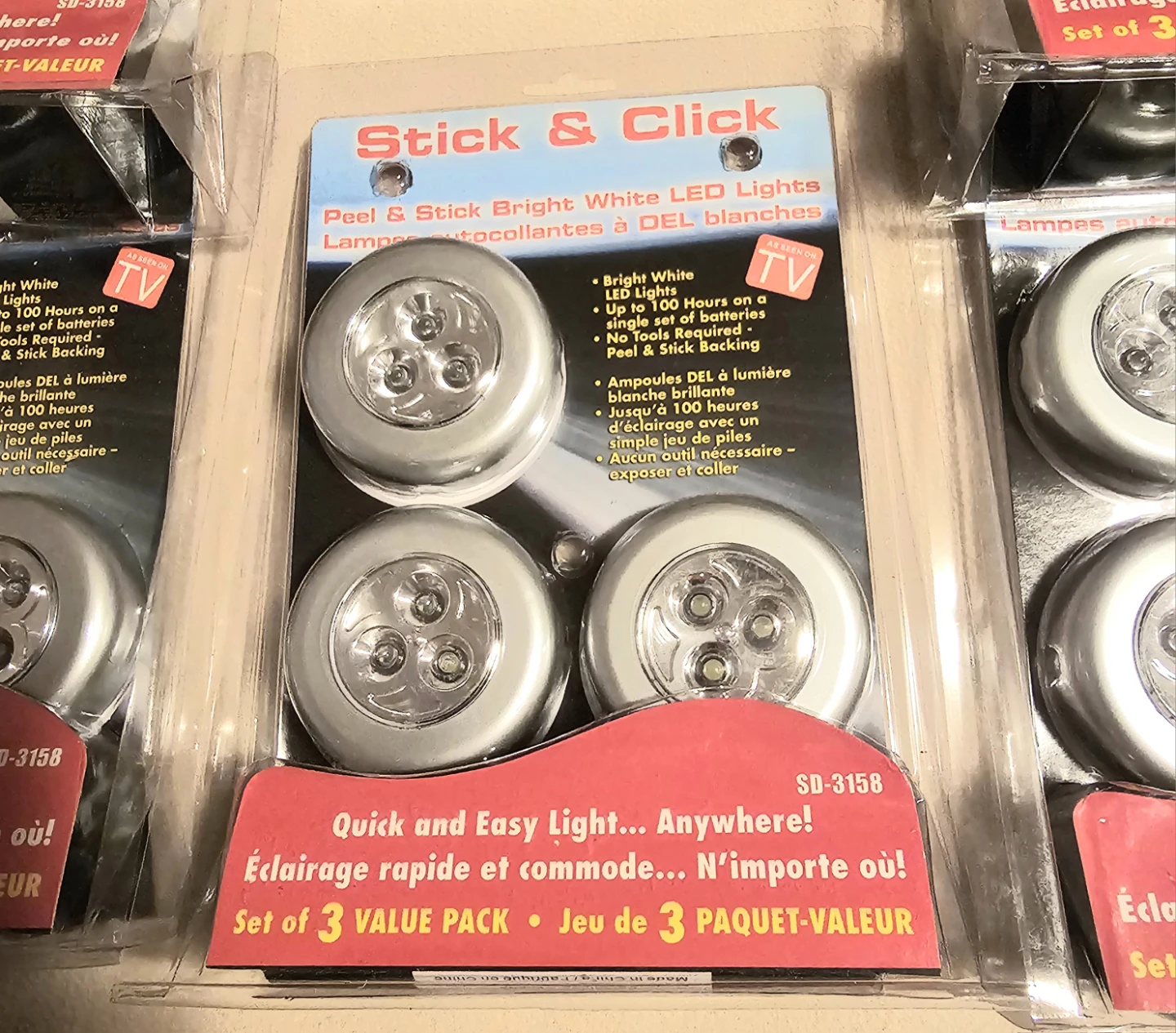 NEW! Stick & Click Bright White LED Lights $4