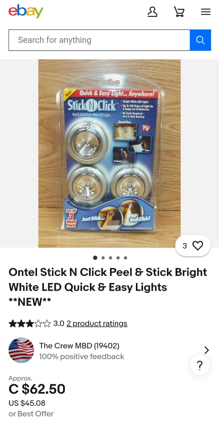 NEW! Stick & Click Bright White LED Lights $4 - photo 3