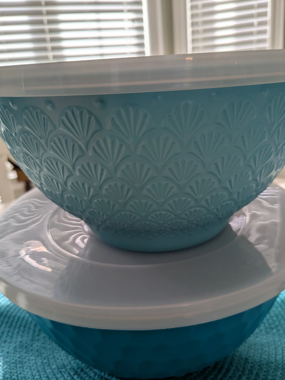 Blue Embossed Mixing Bowls with Lids - Set of 2 - photo 3