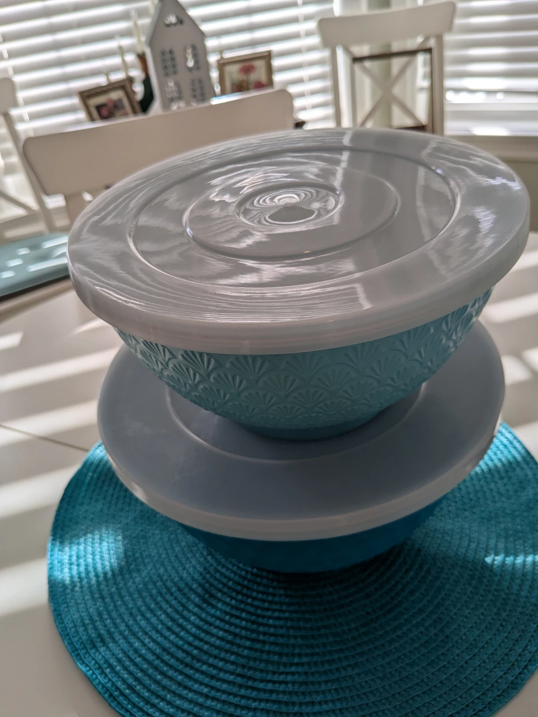 Blue Embossed Mixing Bowls with Lids - Set of 2 - photo 4