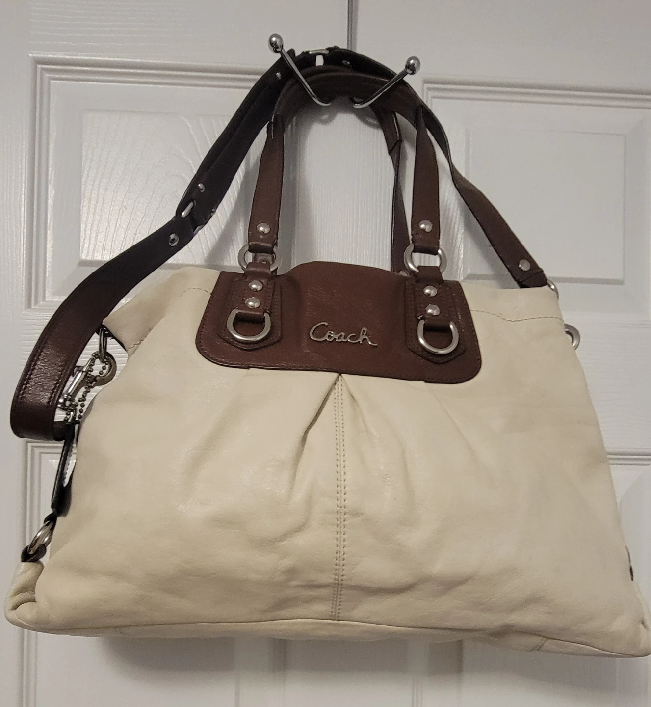 Coach Cream & Brown Leather Satchel