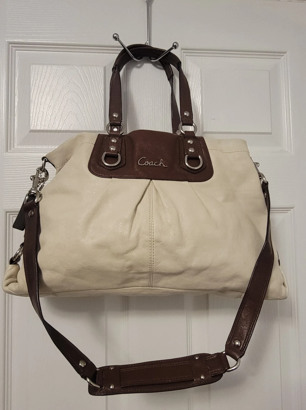 Coach Cream & Brown Leather Satchel - photo 2