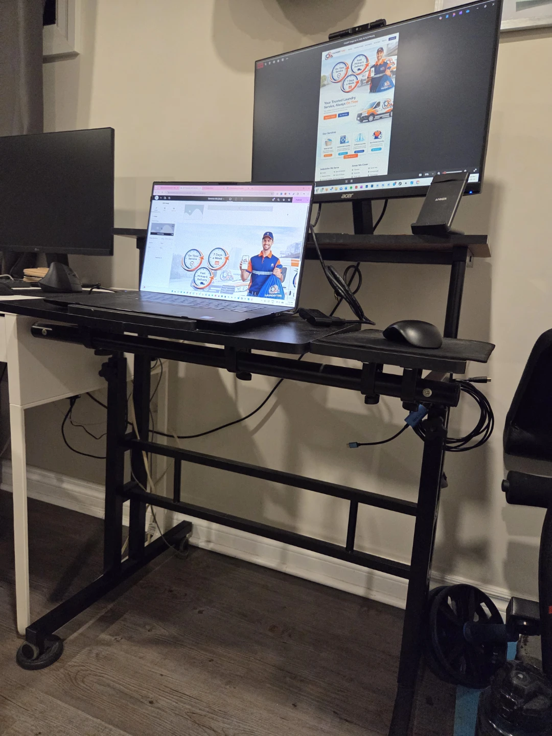 Adjustable Height Desk, Black - photo 2