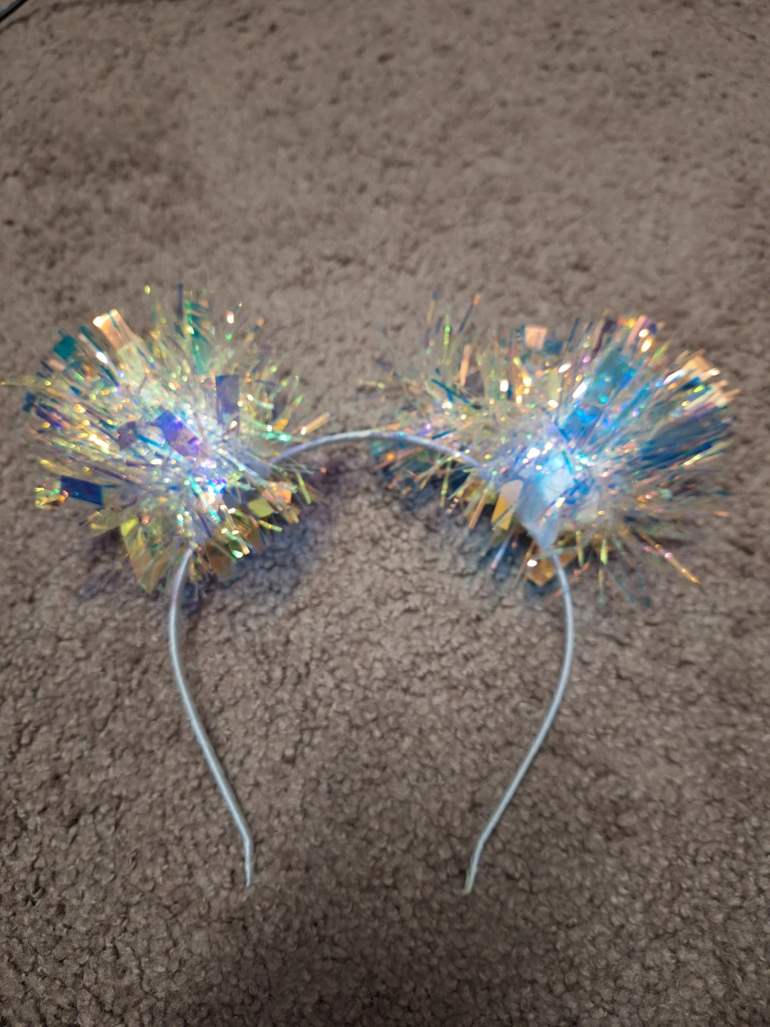 Iridescent Tinsel Pom Pom Headband