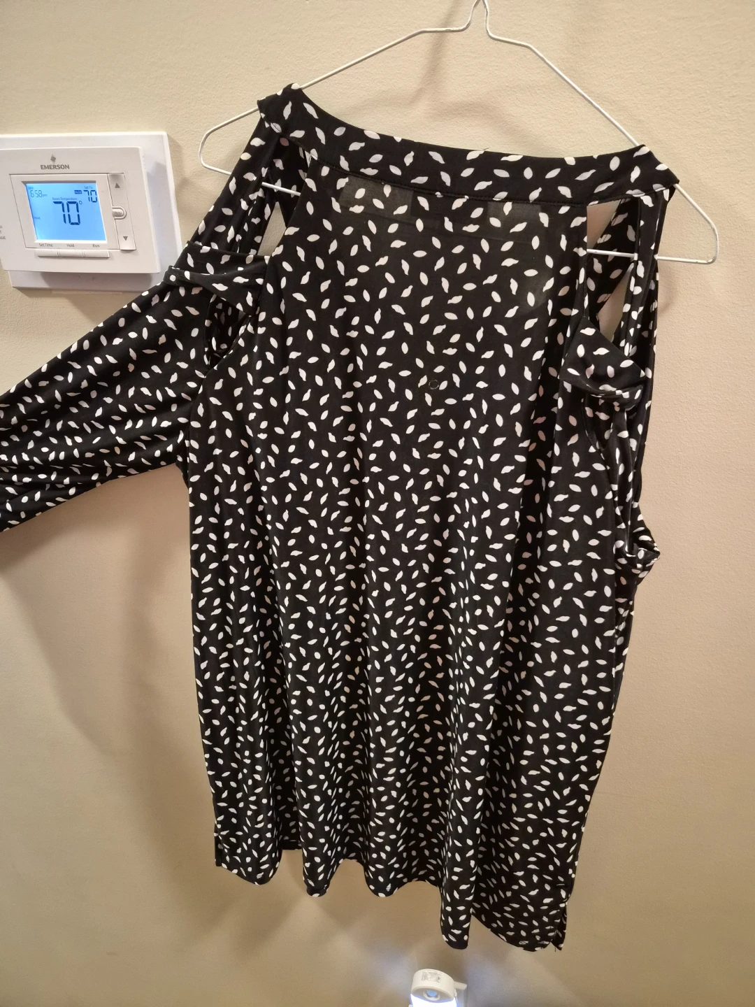 Lily Morgan Cold Shoulder Blouse - Black/White Print - photo 2