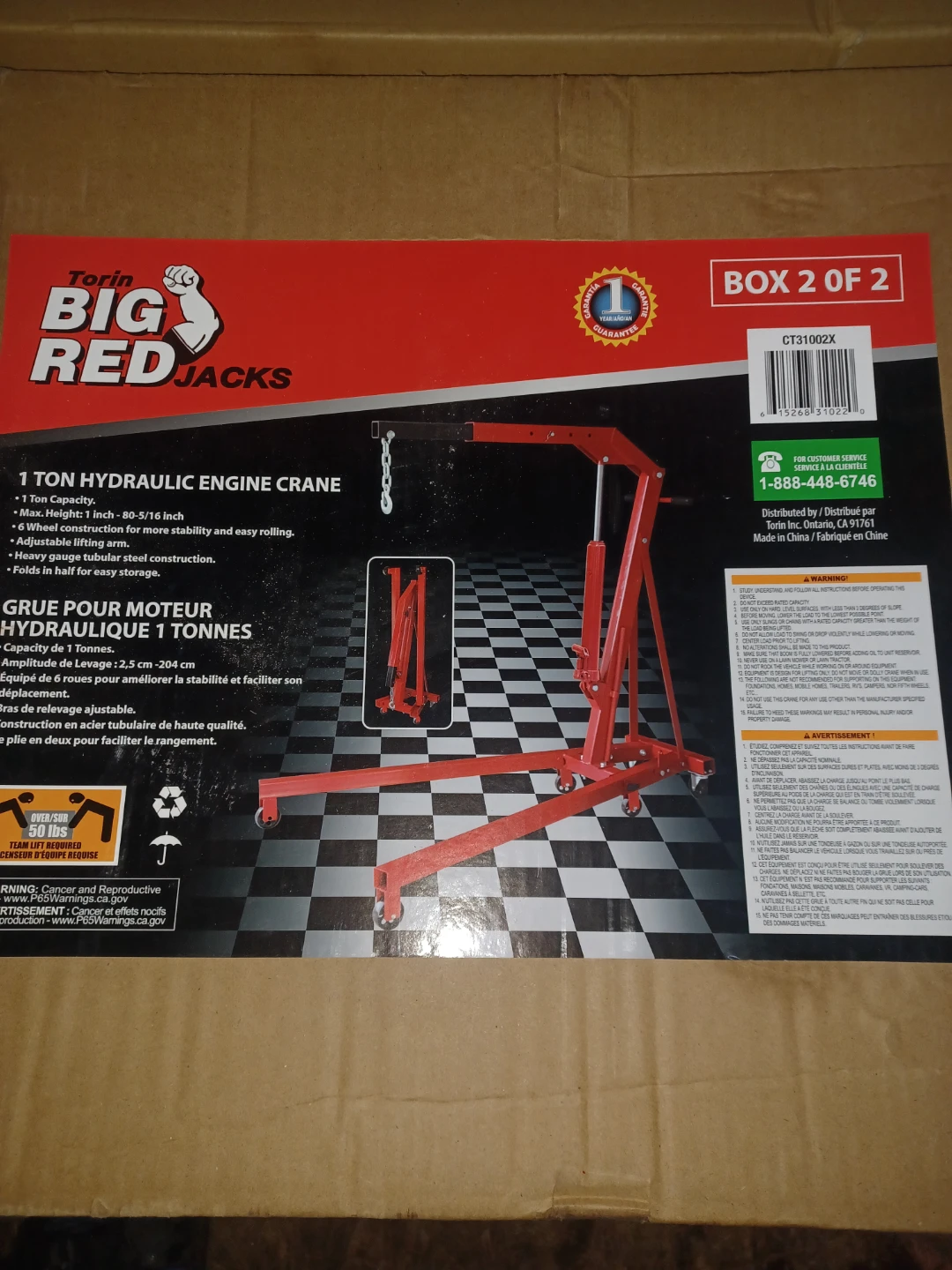 Torin Big Red Jacks 1 Ton Hydraulic Engine Crane