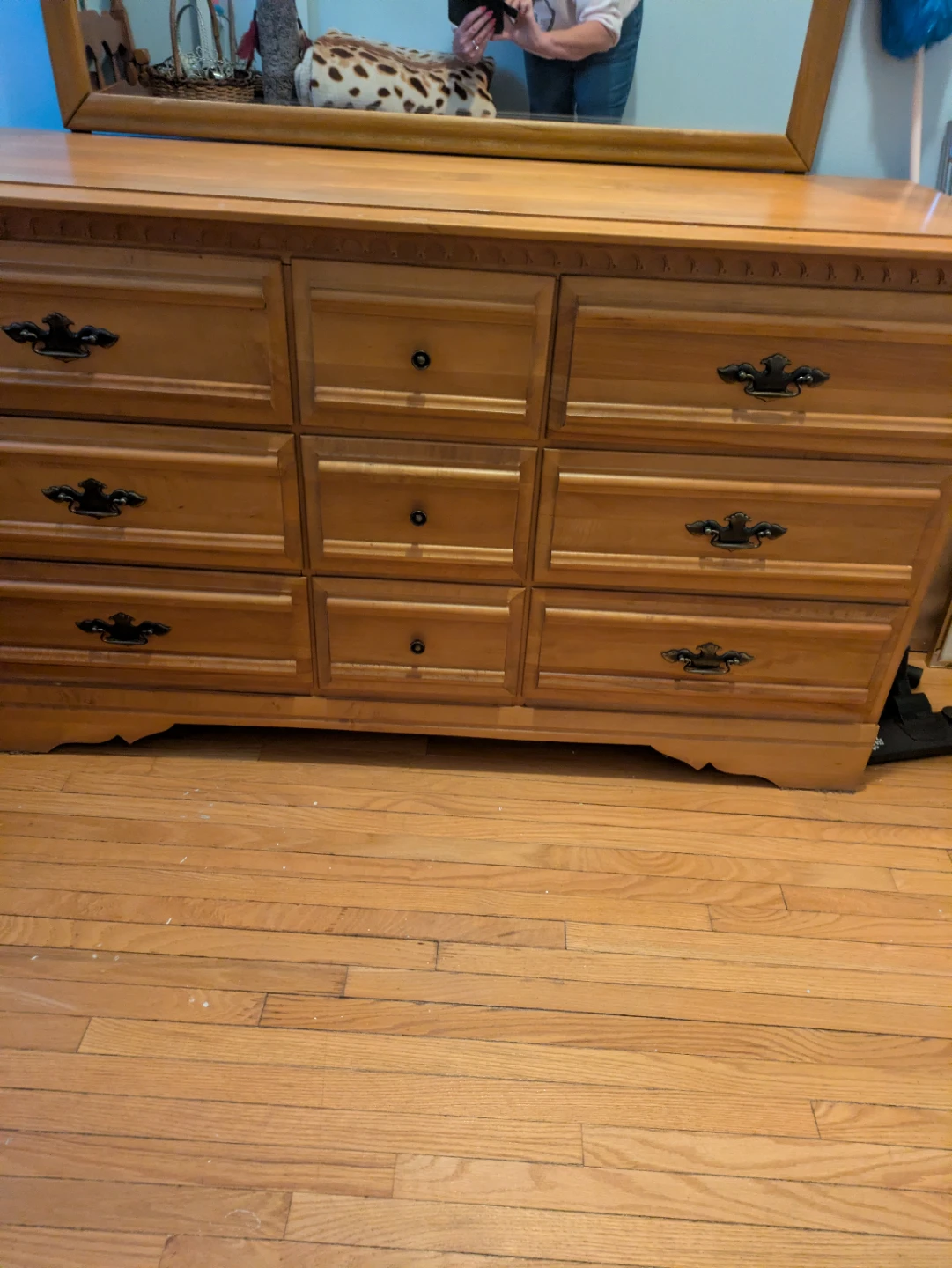 Wooden Dresser with Mirror