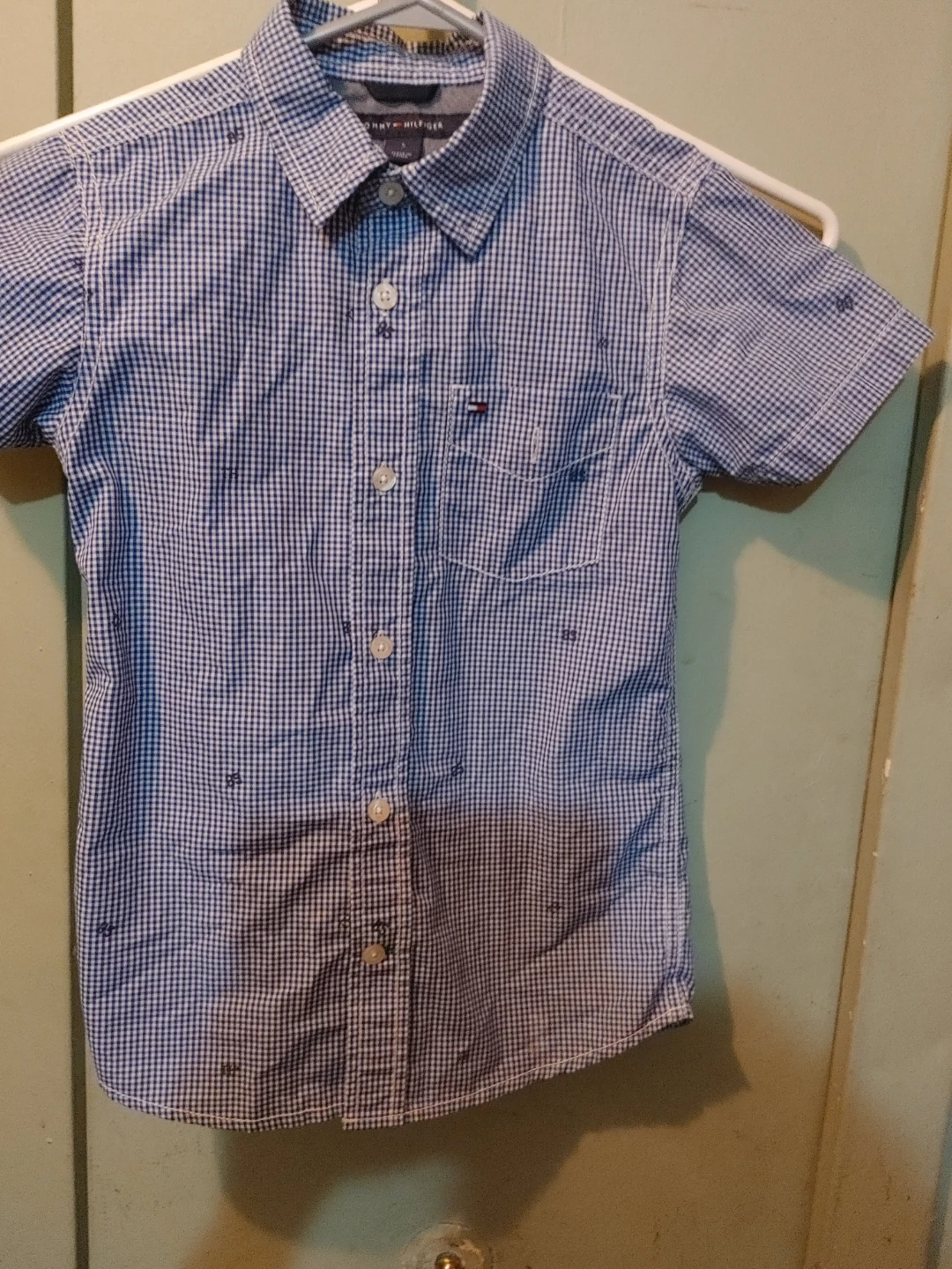 Tommy Hilfiger Gingham Short Sleeve Button-Up Shirt