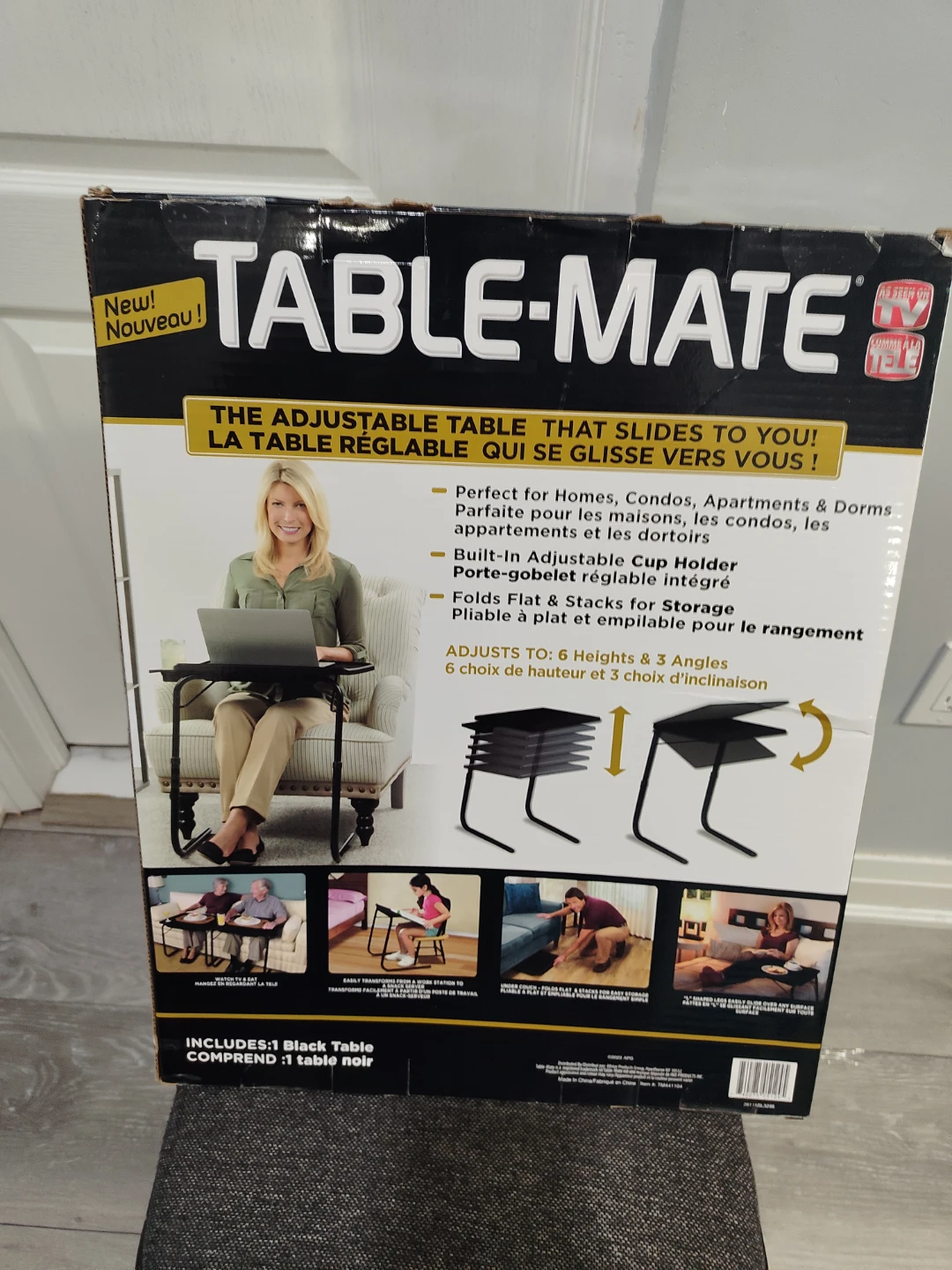 Table-Mate Adjustable Folding Table - Black