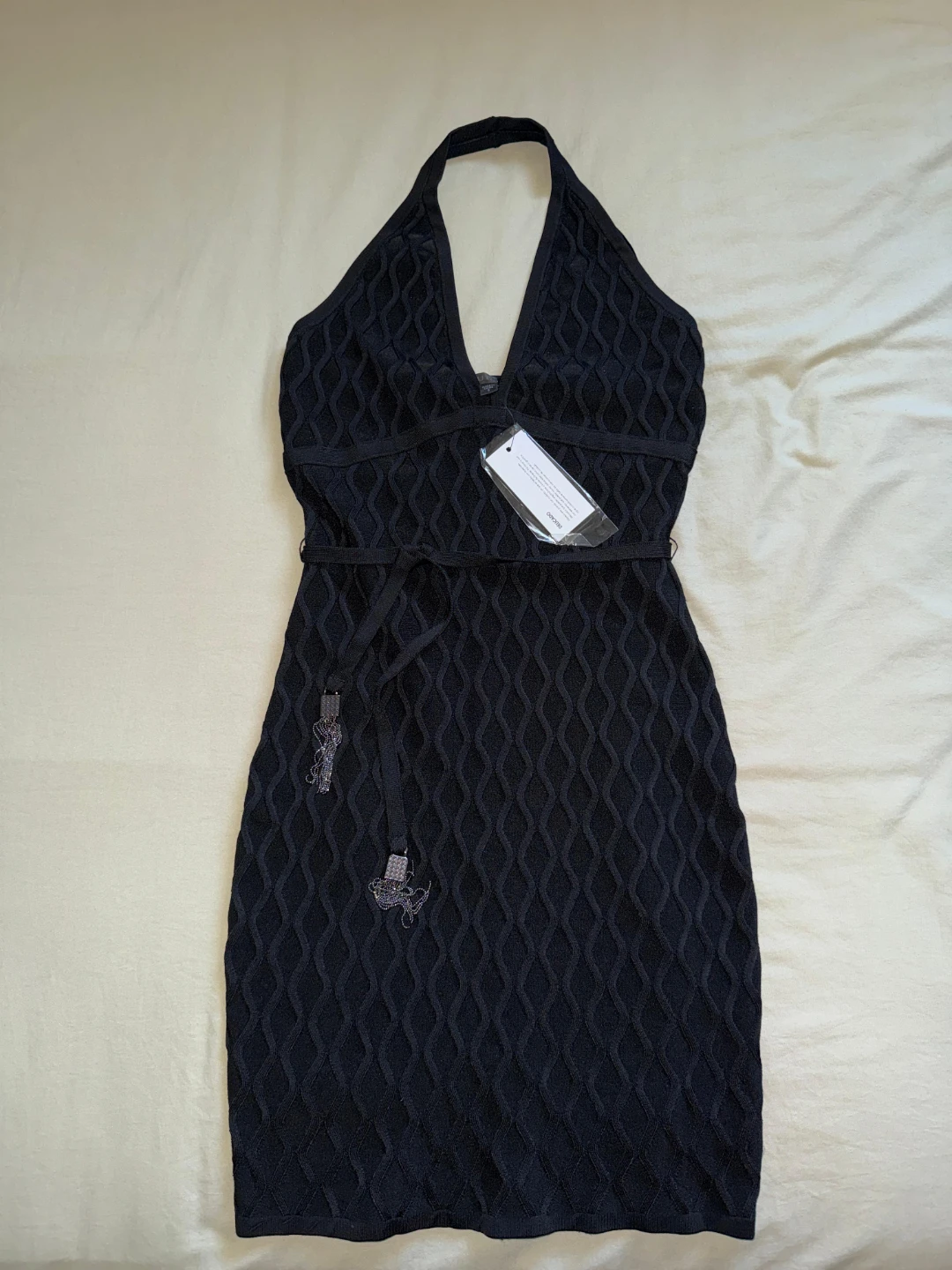 (GUESS)Black Halter Dress with Belt