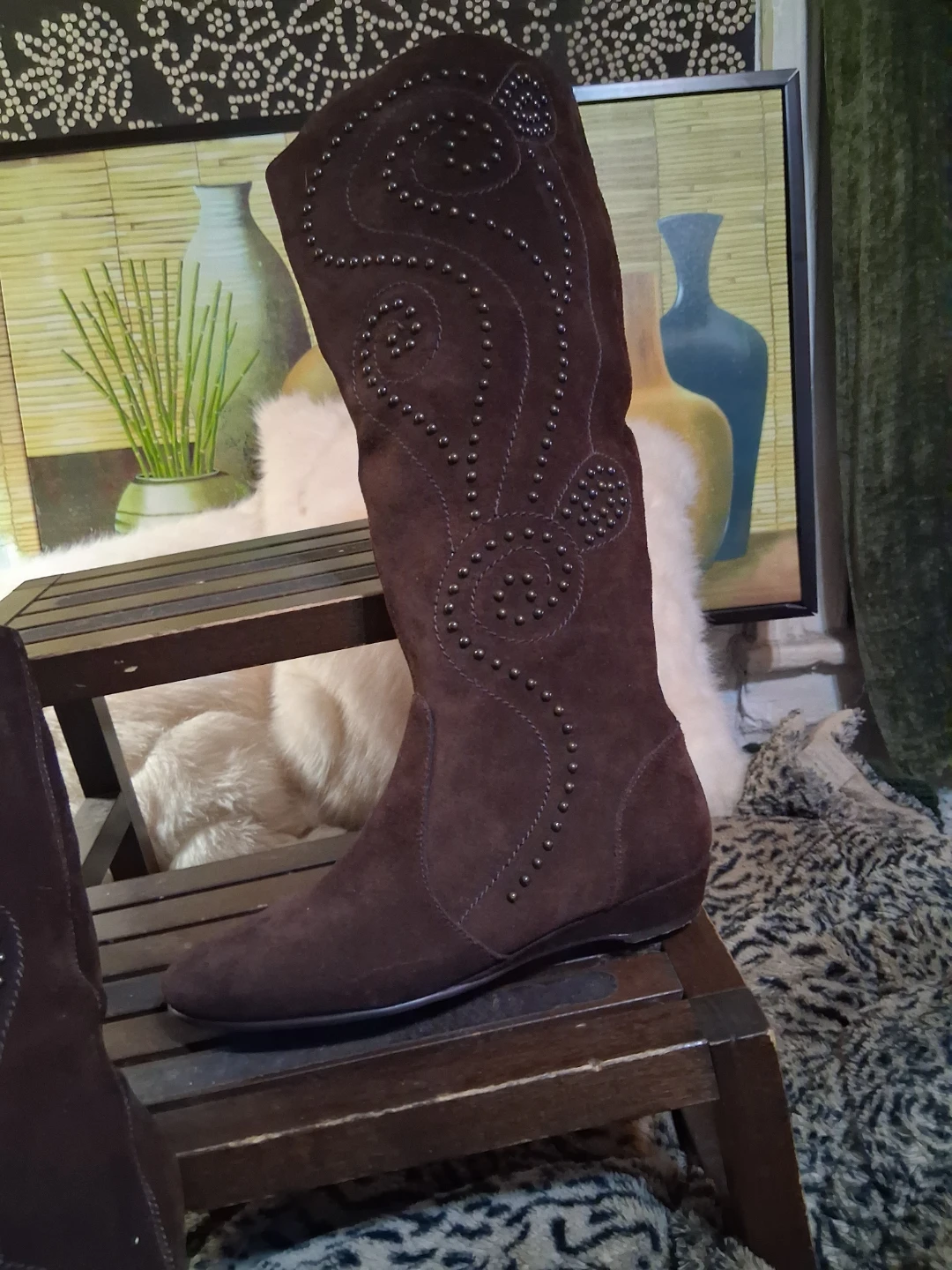 Brown Suede Knee High Boots