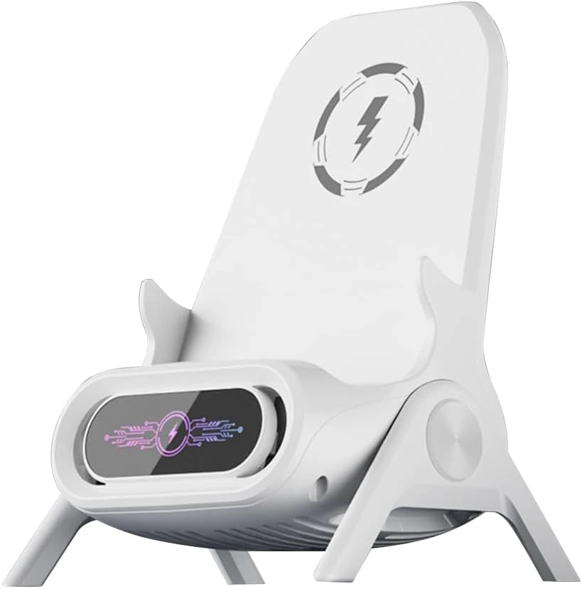 White Wireless Charging Stand with speaker