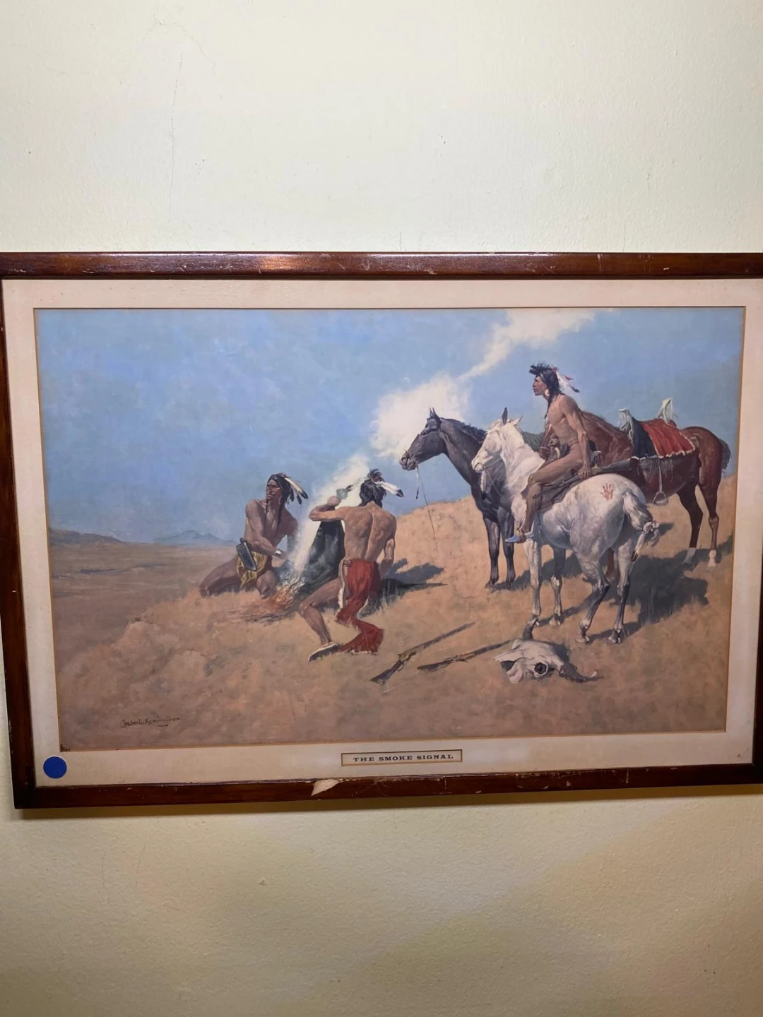 Frederic Remington "The Smoke Signal" Framed Print