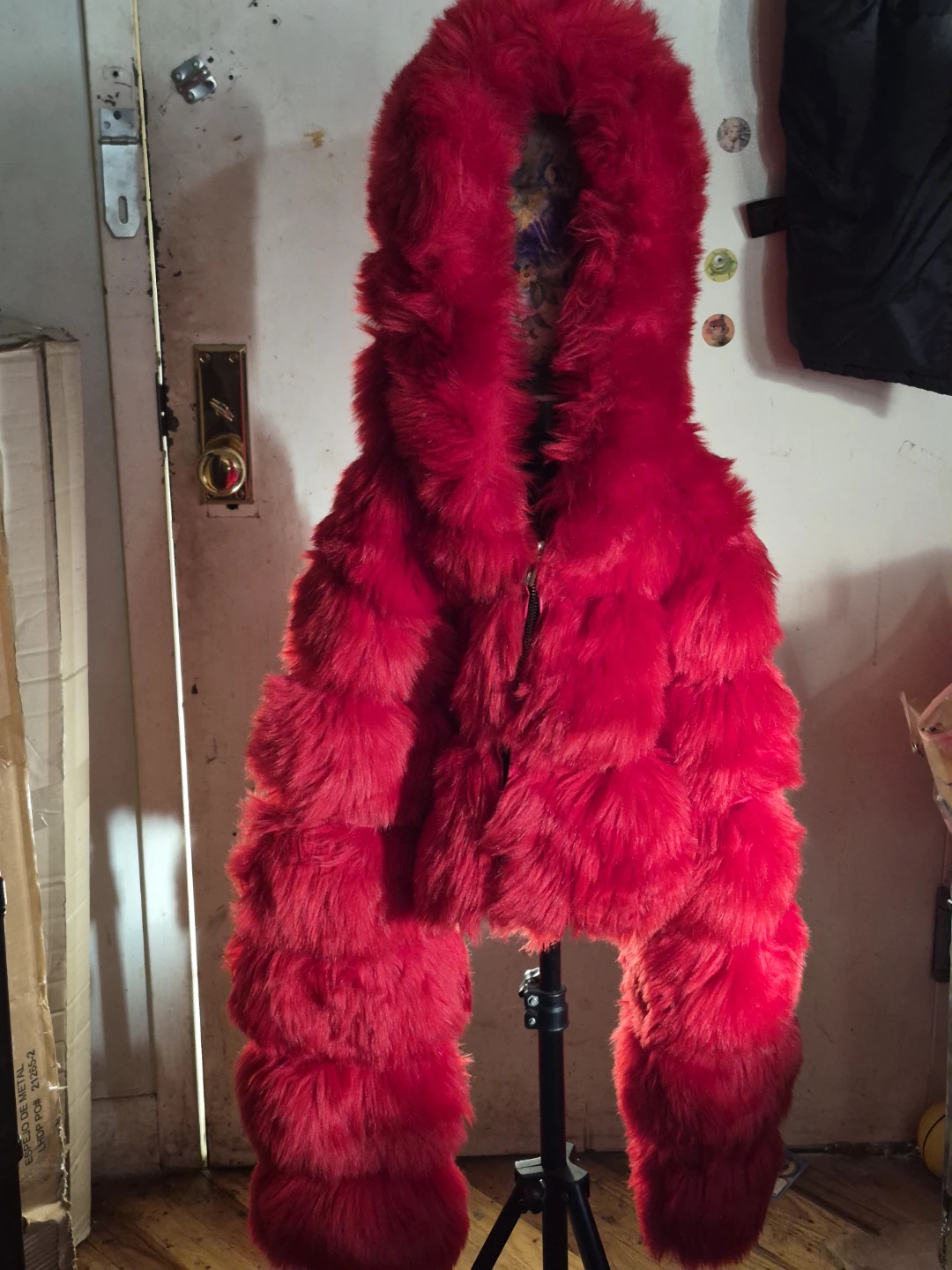 Red Faux Fur Coat - photo 2