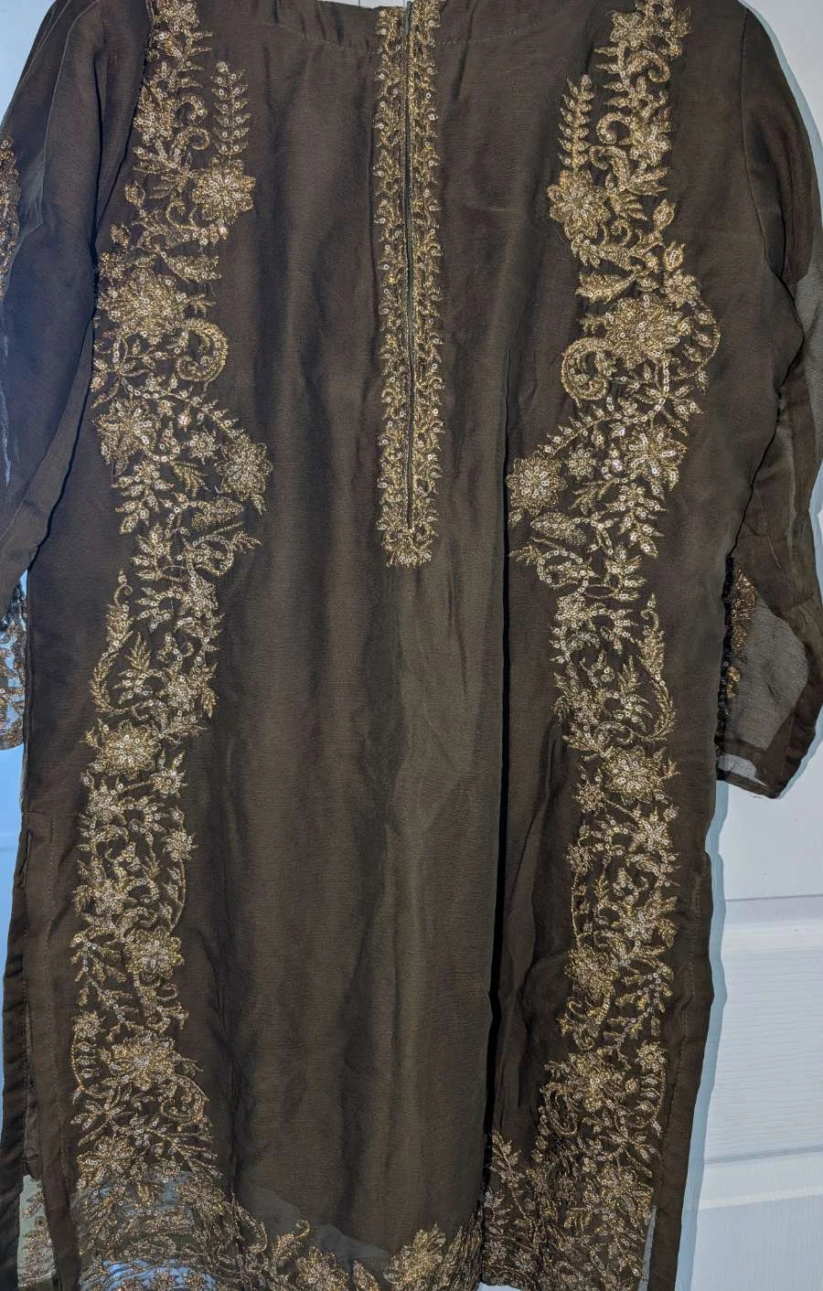 Embroidered Chiffon 3 piece suit - photo 2