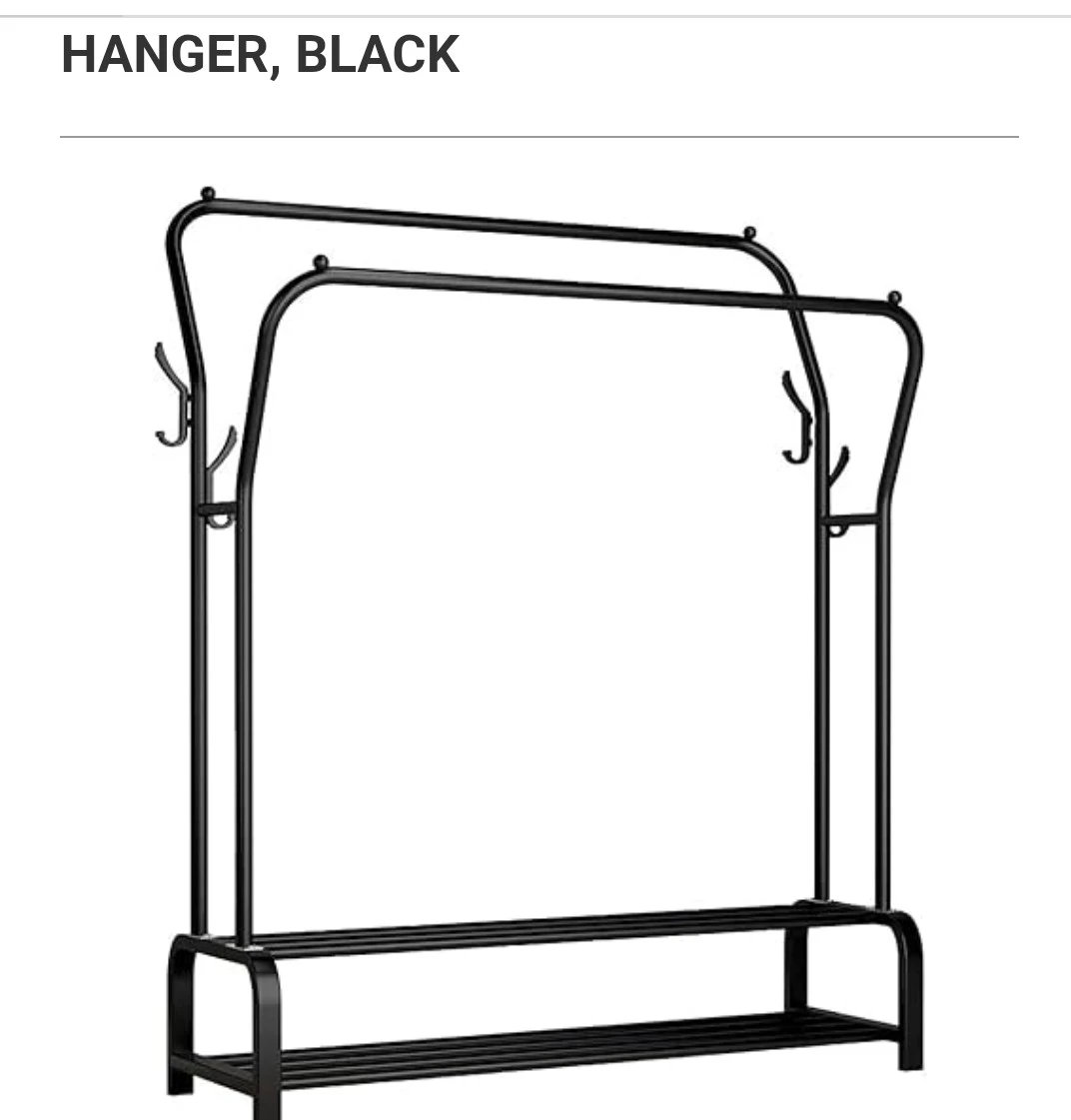 Black Metal Garment Rack with Double Bars