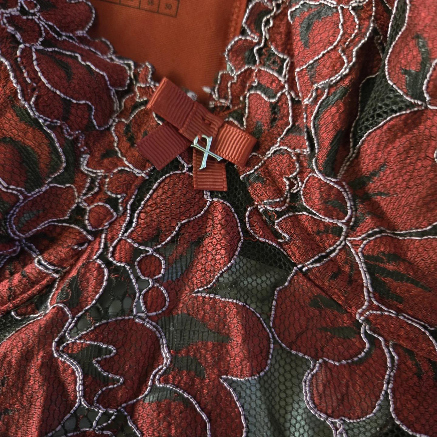 Savage X Fenty Red Floral Lace Bodysuit - photo 5