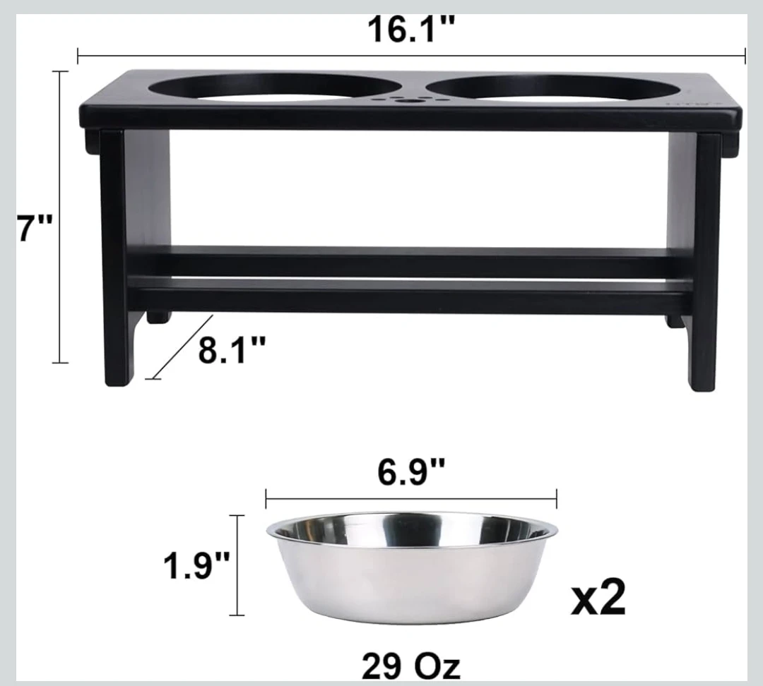 Elevated Dog Bowls - Bamboo Black - photo 5