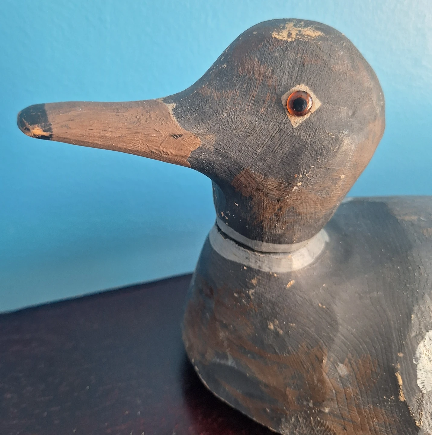 Antique Wooden Duck Decoy bluebill drake - photo 3