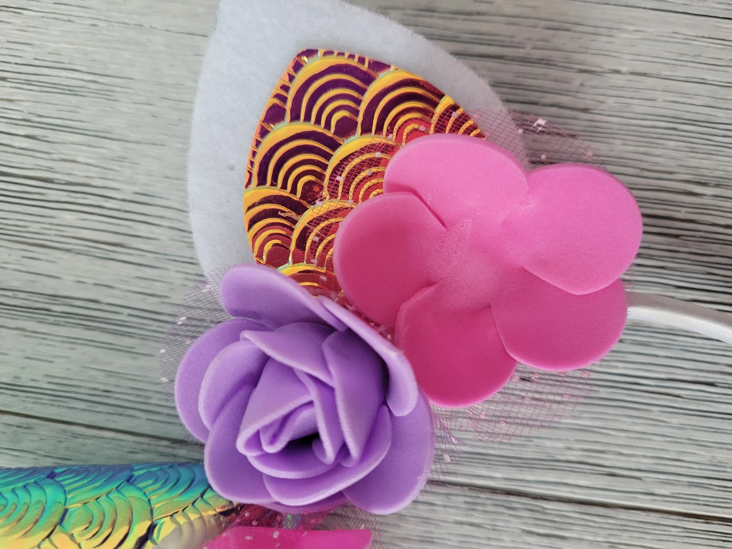 Unicorn Headband with Flowers - photo 3