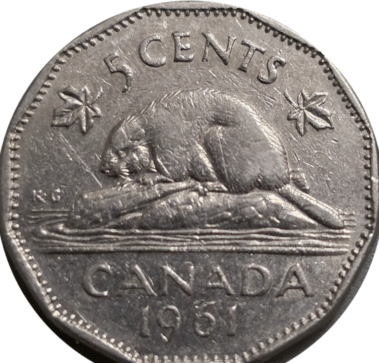 1961 Canadian 5-Cent Beaver nickel - photo 2