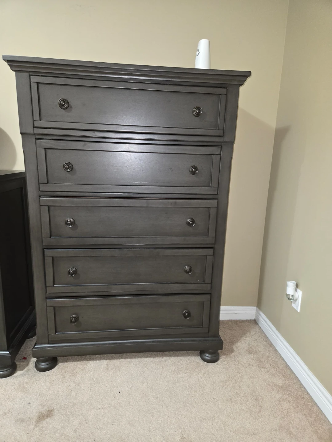 Grey Wood Dresser with Mirror + Tall Drawer - photo 2