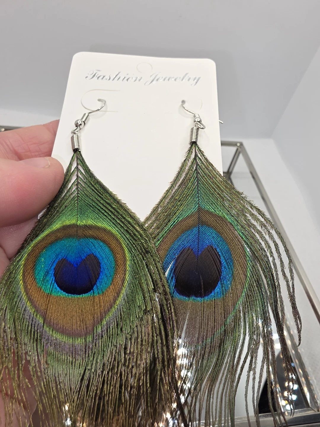 Peacock Feather Dangle Earrings - Fashion Jewelry