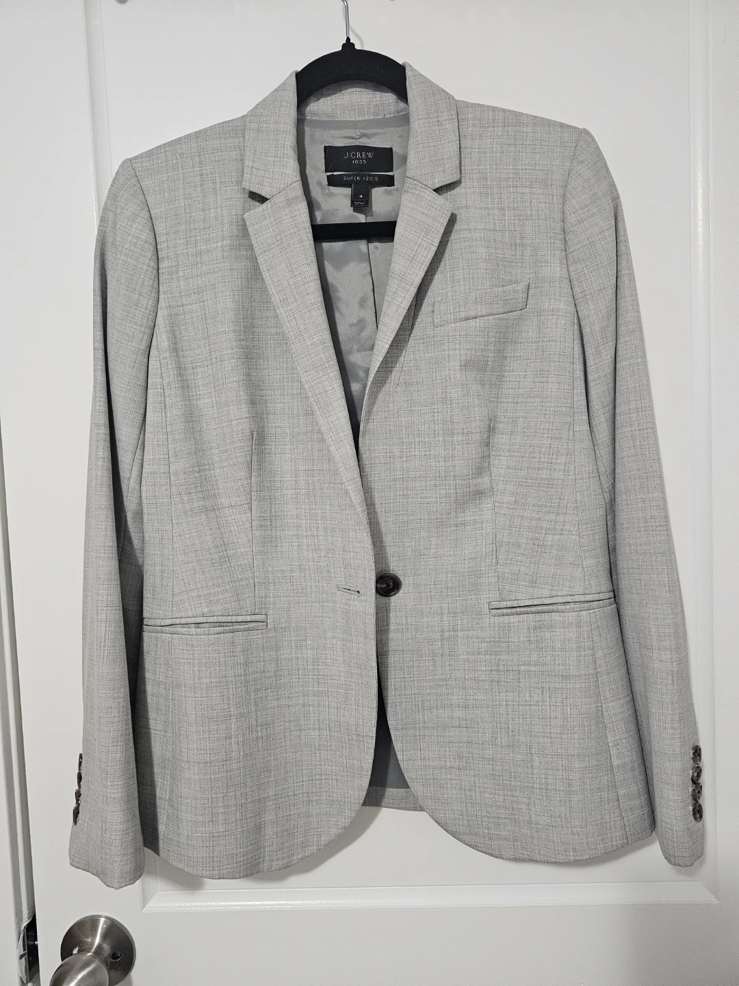 J.Crew 1035 Light Grey Super 120's Blazer and Skirt Set