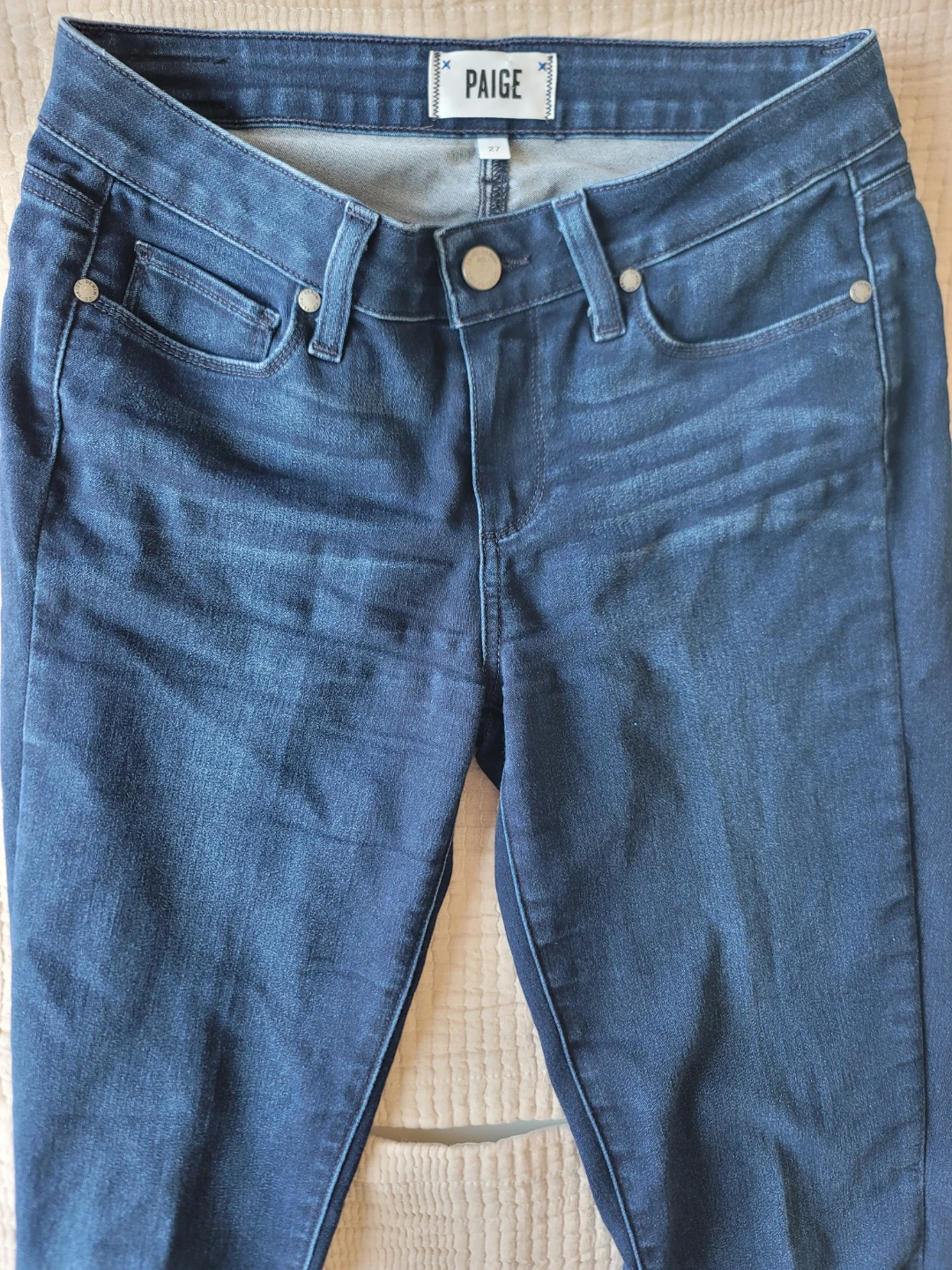 PAIGE Dark Blue Flare Sz 27 Indigo Flare Wide Denim Retro - photo 2