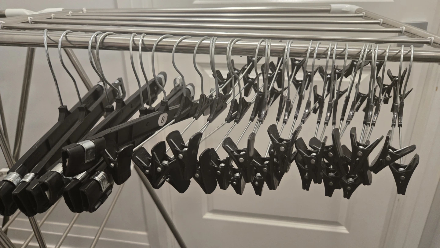 Clothes Hangers: Black, White, Wood - photo 2