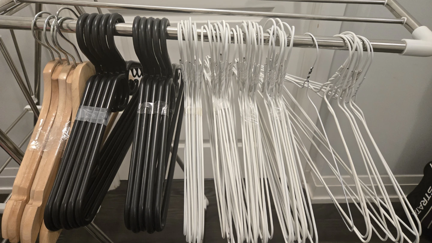 Clothes Hangers: Black, White, Wood - photo 3
