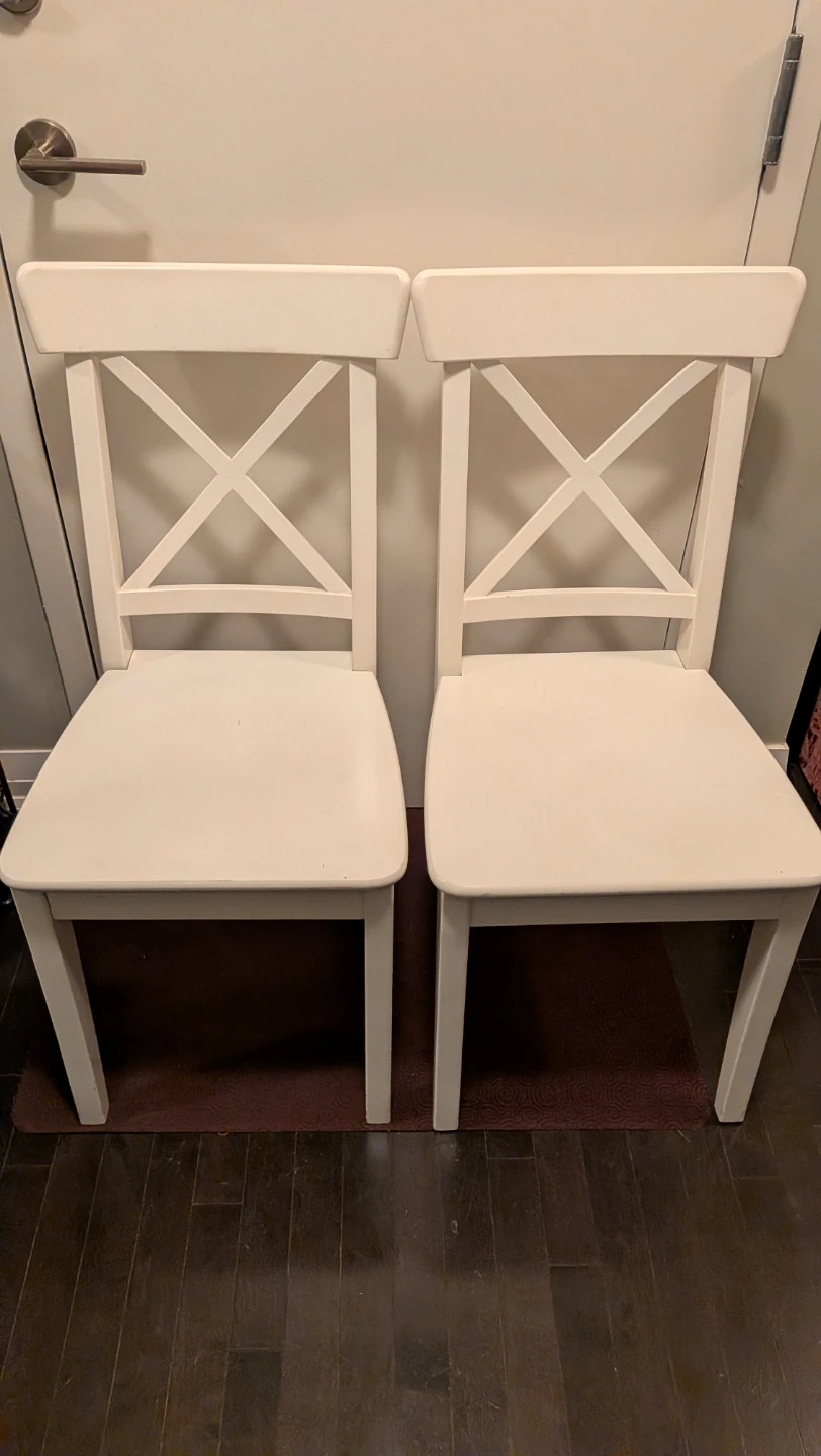 IKEA INGOLF White Chair, Set of Two- Like New! - photo 3