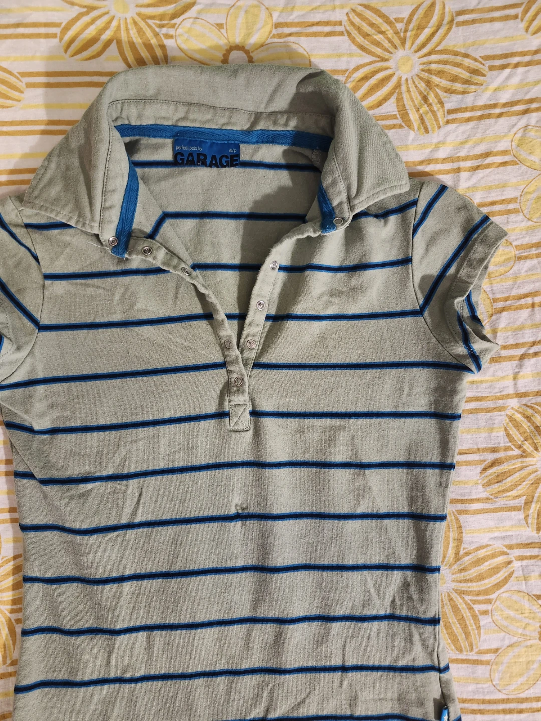 Garage Green and blue striped polo shirt - photo 3