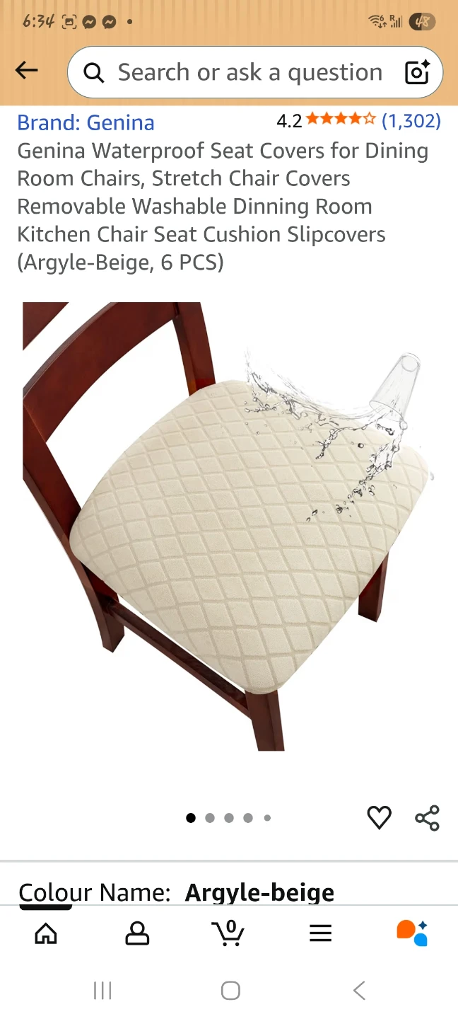 Genina Argyle-Beige Chair Seat Covers (6)