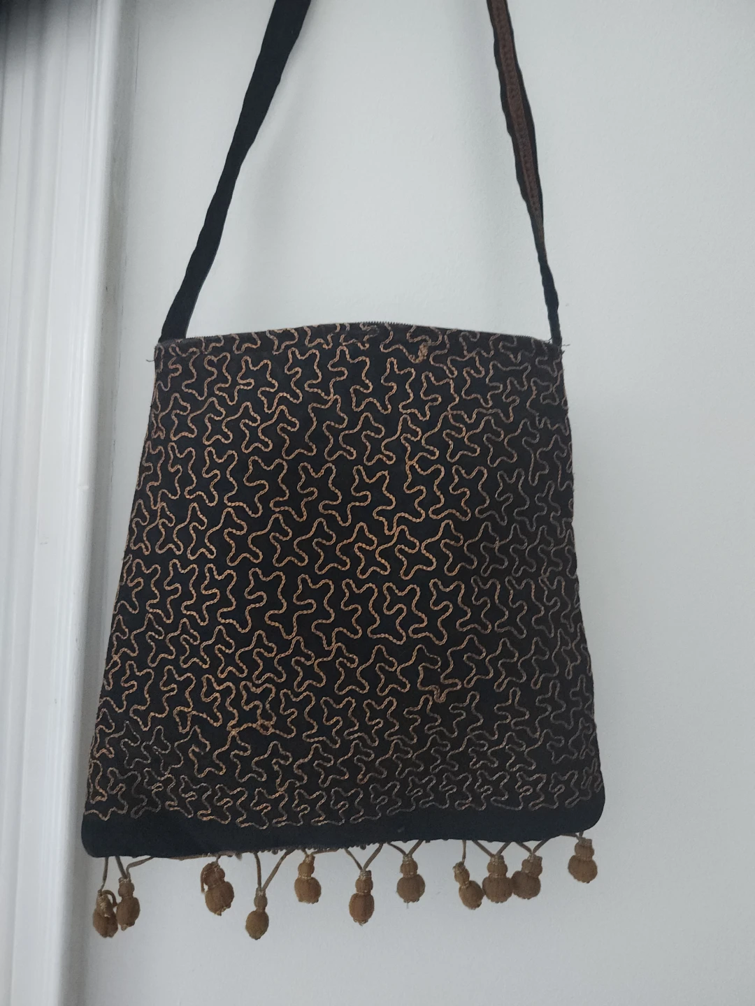 Embroidered Shoulder Bag with Tassels - photo 2