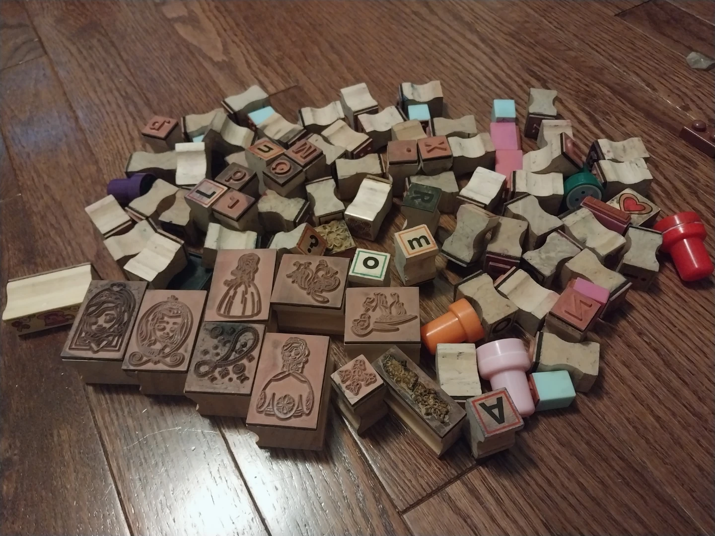 Large Lot of Wooden Rubber Stamps
