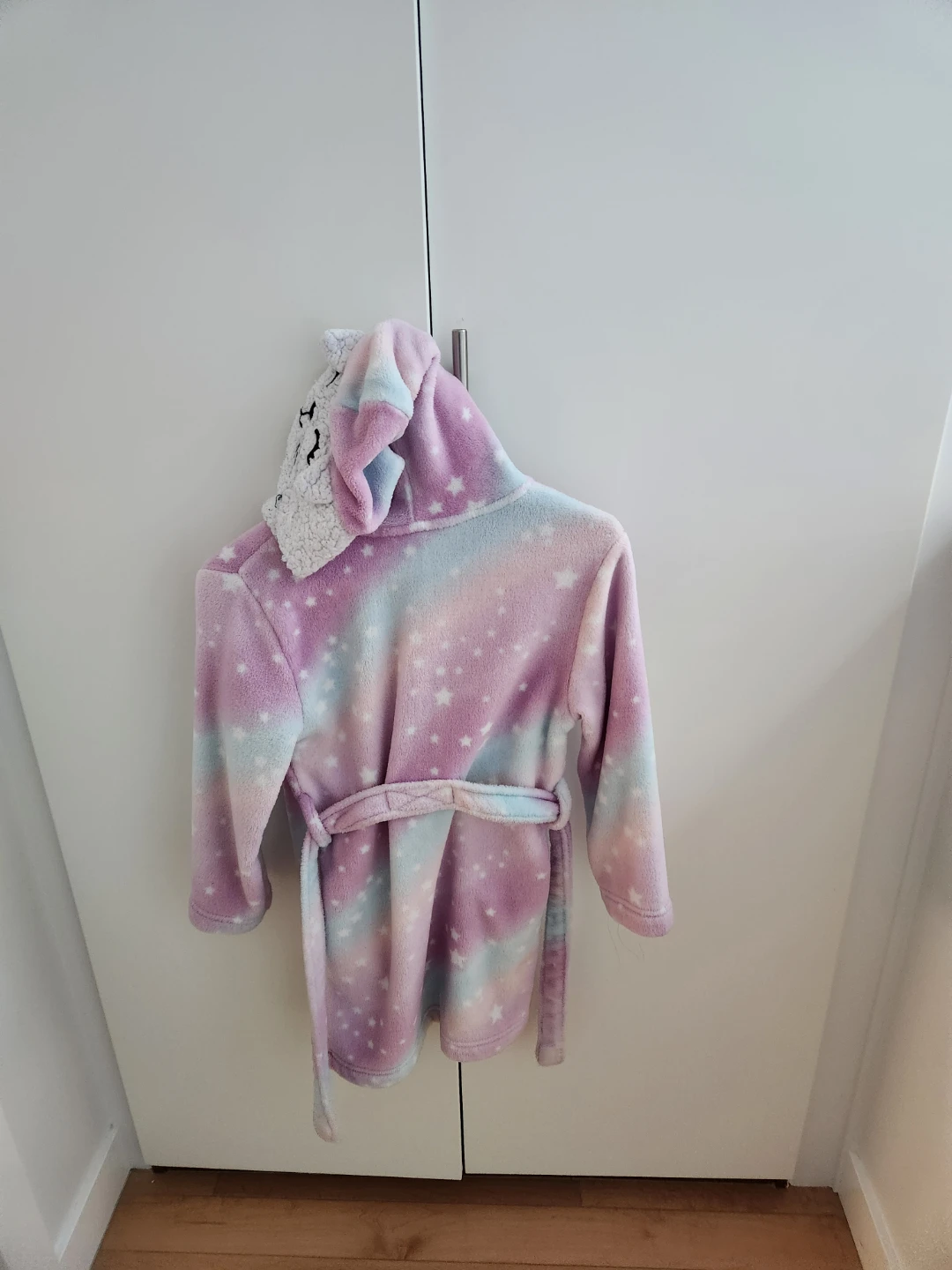 Pekkle Hooded Bath Robe: Multi Color Kitty Print (Kids Size 7/8) - photo 2
