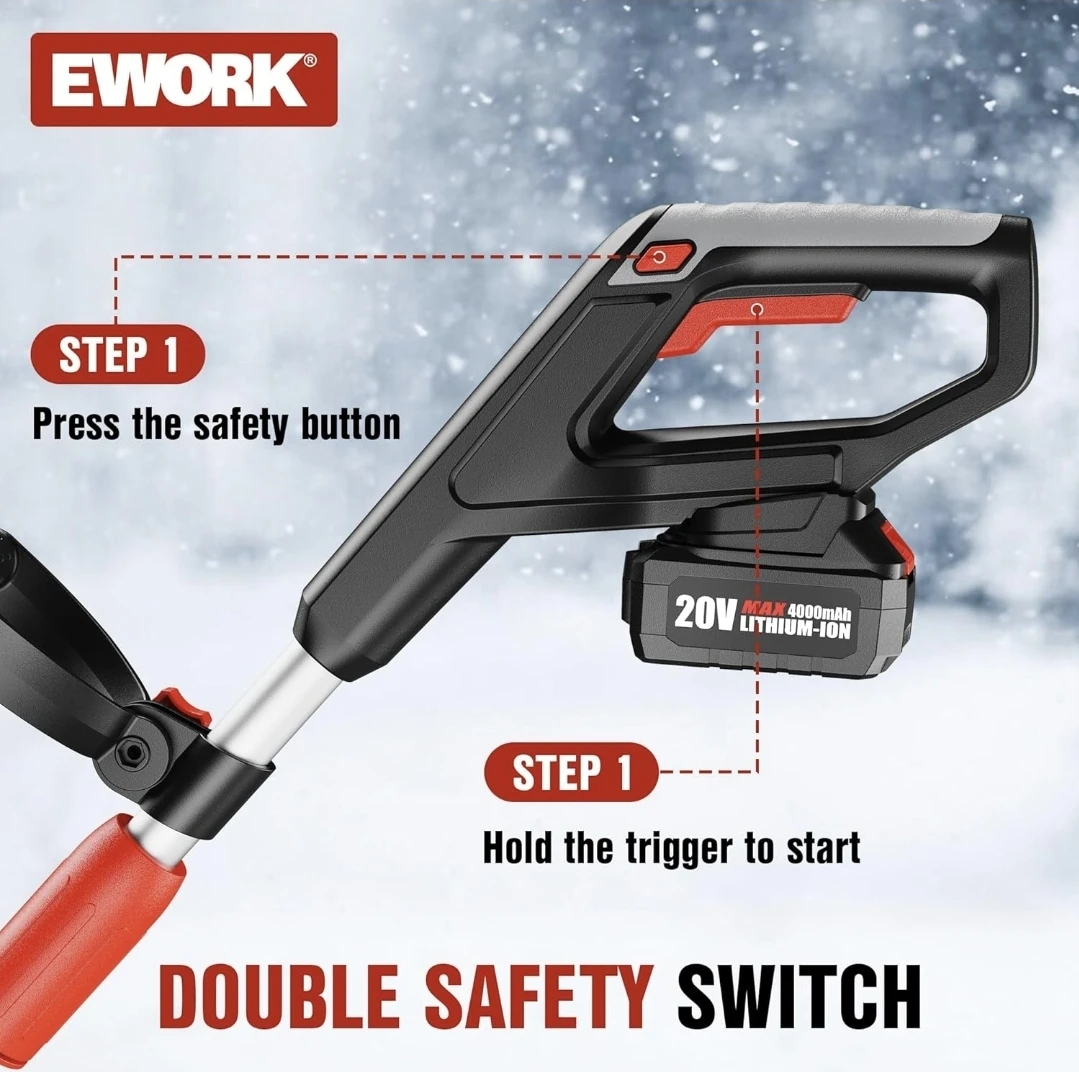 EWORK Cordless Electric Snow Shovel 20V 11-inch Cleaning Width - photo 3