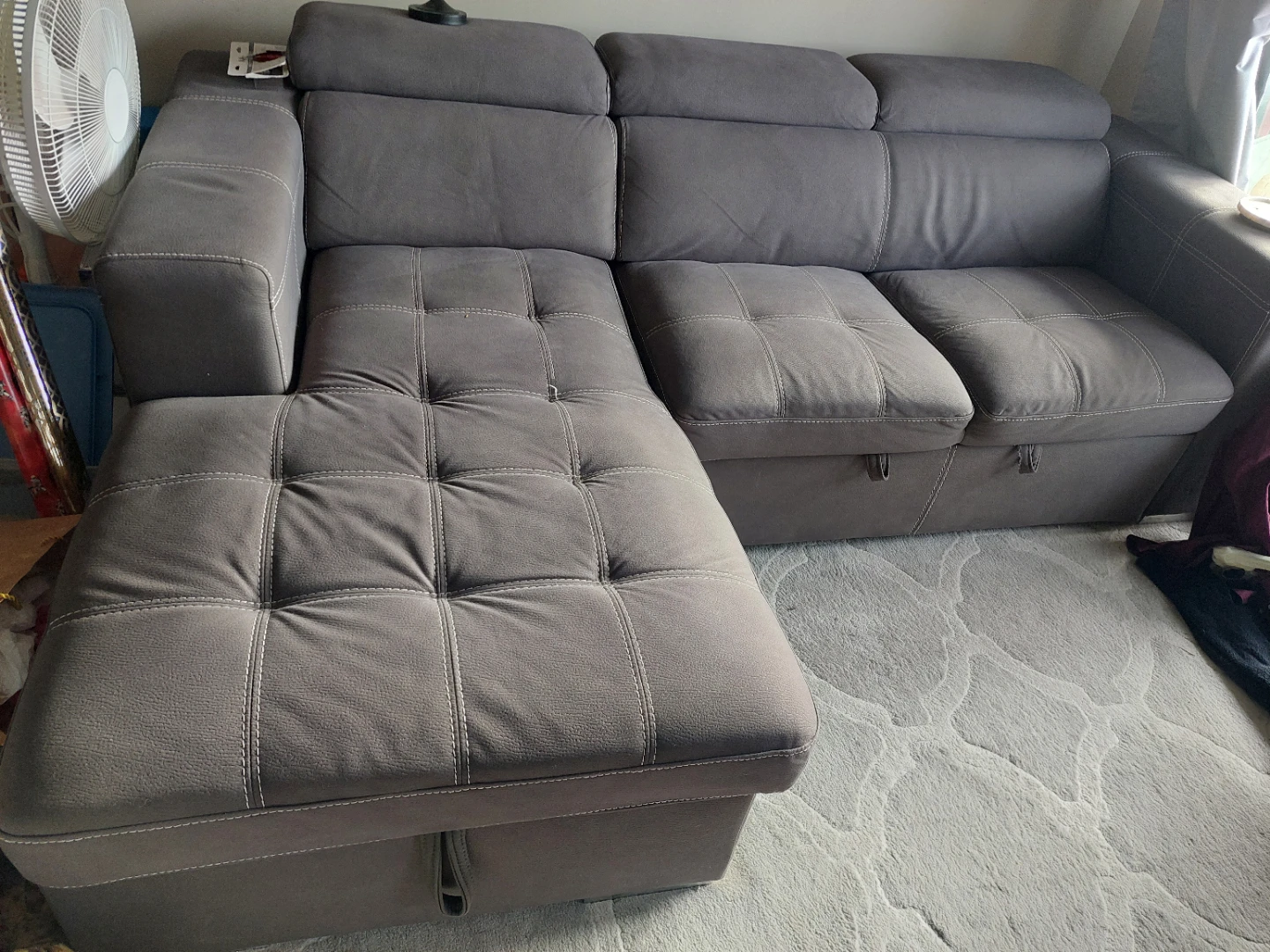 Grey Sectional Sofa with Storage - photo 4