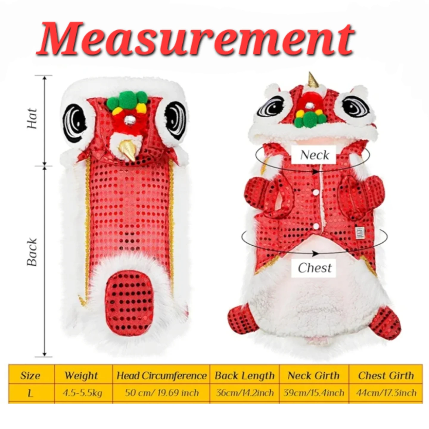 Lion Dance Costume for Pets - Size L - photo 4